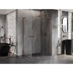 MEXEN/S - Lunar L Duo sprchový kout dveře křídlové pravá 115 x 95, transparent, růžové zlato 834L-115P-095L-60-00