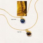 Náhrdelník s tygřím okem a zirkony Aurelia, Hnědá 45 cm