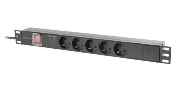 Lanberg Napájecí distribuční jednotka (PDU) 19" 1U černá / PDU / 16A / 5x SCHUKO / 2 m (PDU-05F-0200-BK)