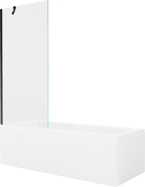 MEXEN/S - Cubik obdélníková vana 150 x 70 cm s panelem + vanová zástěna 80 cm, transparent, černá 550315070X9508000070