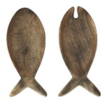 MADAM STOLTZ Salátový příbor Fish Mango Wood, přírodní barva, dřevo