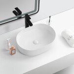 Erga Lakelyn, umyvadlo na desku 600x370x135 mm, bílá lesklá, ERG-V03-9720B-WH