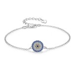 Stříbrný náramek Evil Eye, stříbro 925/1000, amulet Boží oko, Nazar, Stříbrná 16 cm + 4 cm (prodloužení)