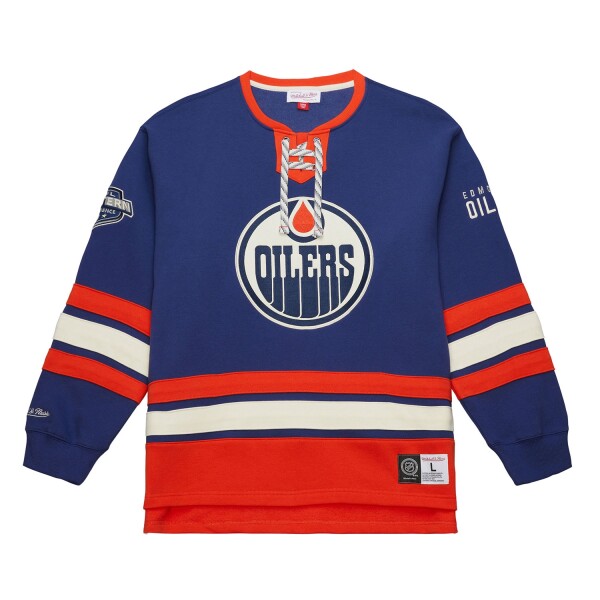 Mitchell & Ness Pánská mikina Edmonton Oilers NHL Heritage Lace-Up Jersey Crew Velikost: S