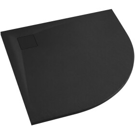 CERANO Sprchová vanička čtvrtkruhová Quarto - SMC/minerální kompozit - strukturovaná černá matná - 90x90x3 cm