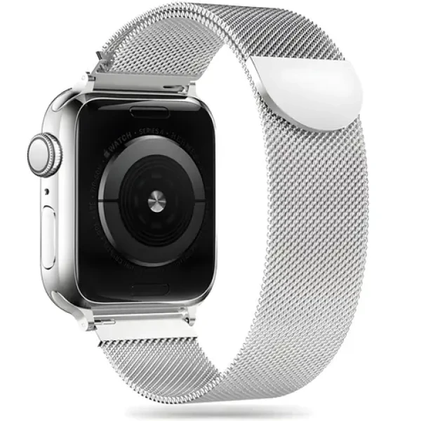 Tech-Protect MilaneseBand stříbrná / Řemínek milánský tah / pro Apple Watch Series 4-9, SE, Ultra 1 a 2 / 42/44/45/49 mm