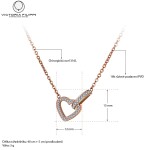 Ocelový náhrdelník Thomasa se zirkony - chirurgická ocel, srdce, Zlatá 40 cm + 5 cm (prodloužení)