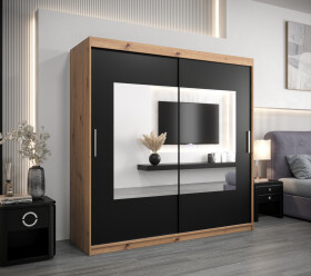 Šatní skříň Abi To Barva korpusu: Dub artisan, Rozměry: 200 cm, Dveře: Černá