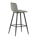 Židle barová, zelená látka, čtyřnohá kovová podnož, černý mat