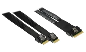 Inter-Tech kabel SFF-8654 8i - 2x SFF-8654 4i černý / Datový kabel / PCIe 4.0 / 24 Gb/s / 0,7 m (88885662)