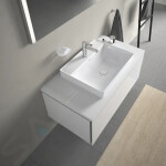 DURAVIT - DuraSquare Umyvadlová mísa 600x470 mm, bez přepadu, s otvorem pro baterii, DuraCeram, WonderGliss, bílá 23546000411