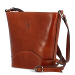 Luxusní dámská kožená crossbody kabelka Yllva, koňaková