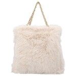 Módní dámská plyšová kabelka do ruky Lilith, světle béžová