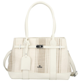 Luxusní dámská koženková kabelka do ruky Monica, krémová