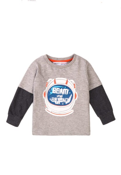 Tričko chlapecké s dlouhým rukávem, Minoti, Beam 3, šedá - 80/86 | 12-18m