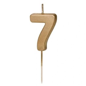 PartyDeco Dortová svíčka č.7 Zlatá