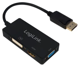 LogiLink adaptér DisplayPort na DVI, HDMI a VGA / Redukce / 4K 30 Hz / 0,15 m (CV0109)