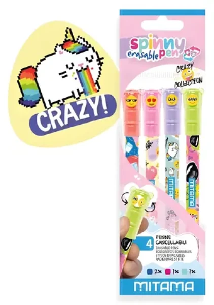 MITAMA Spinny Pen Crazy / Vymazatelný roller / 0,7 mm / 4 ks (63975)