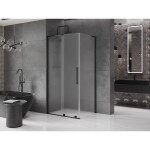 MEXEN/S - Velar L sprchový kout, posuvné dveře 110 x 85, dekor, černá 871-110-085-33-70