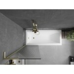MEXEN/S - Next L vanová zástěna FIX 60 x 150, proužky, zlatá kartáčovaná 895-060-000-03-09-55