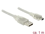 Delock Kabel USB 2.0 Typ-A samec USB 2.0 Mini-B samec 1m transparentní (83905-D)