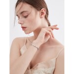 Moderní ocelový pevný náramek se zirkony Laurence - římské číslice, Stříbrná