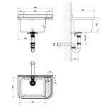 AQUALINE - Závěsná výlevka s odkládací plochou 50x34cm, plast, bílá PI5050