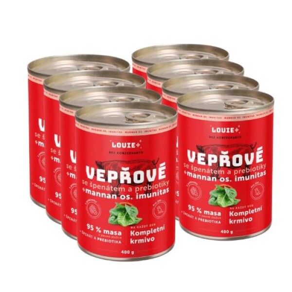 Louie konzerva Vepřové se špenátem a prebiotiky 8x400g