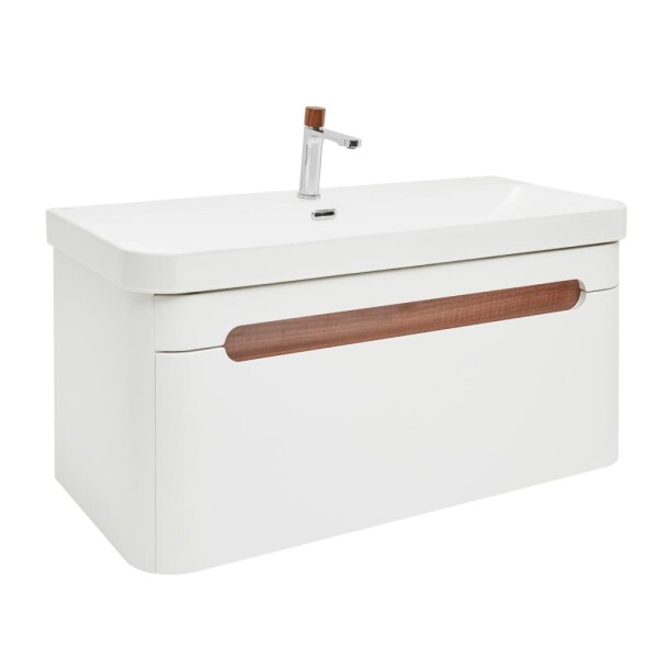 Koupelnová skříňka s umyvadlem a baterií SAT Fusion 97,5x43x45 cm bílá matná mat SATFUSION100WUBA SATFUSION100WUBA