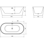MEXEN/S - Luna vana volně stojící 160 x 75, bílá, sifon a přepad chrom 52031607500-01
