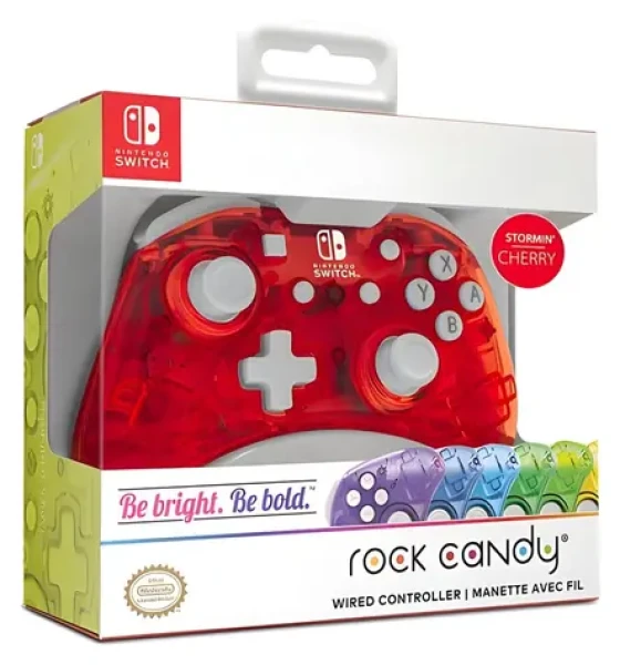 PDP Rock Candy Mini Stormin Cherry / Herní ovladač / drátový / USB / 2,4 m / Nintendo Switch (500-181-EU-RD)