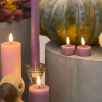 DeluxeHomeart Čajová LED svíčka Light Purple – set 2 ks, fialová barva, plast, pryskyřice