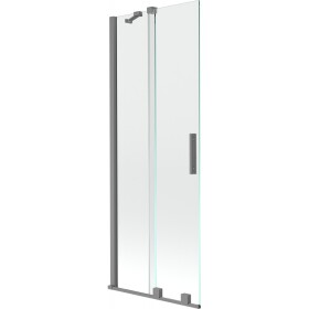 MEXEN/S - Velar dvoukřídlá posuvná vanová zástěna 75 x 150, transparent, grafit metal 896-075-000-01-95