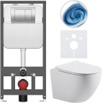 CERANO - Kompletní WC set Basic/Cesso - bílá matná - WC tlačítko Maxio/Stříbrná - závěsné - předstěnová instalace - 49x36 CER-8050BD86178