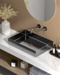 Umyvadlo na desku v barvě gun metal SAT Aurum 55x38 cm bez přepadu SATAUR5538BGM SATAUR5538BGM