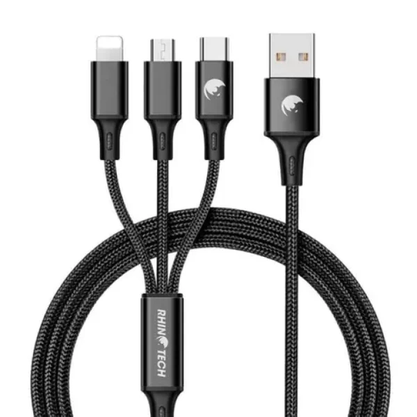 RhinoTech Kabel 3v1 USB-A (M) - MicroUSB (M) USB-C (M) Lightning (M) 1.2m černá (RTACC321)