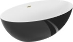 MEXEN/S - Nike volně stojící vana 175 x 100, bílá/černá, sifon a přepad zlatá kartáčovaná 54071751075-55