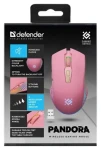 Defender Pandora růžová / Bezdrátová optická myš / 3200 DPI / 7 tlačítek / USB přijímač (52501)