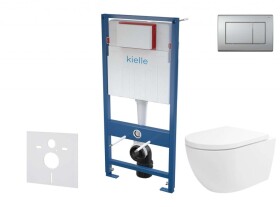 Kielle - Genesis Set předstěnové instalace, klozetu Oudee Vortex, sedátka softclose a tlačítka Gemini III, matný chrom 30505SS77