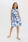 DEFACTO Girls' Poplin Sleeveless Patterned Dress