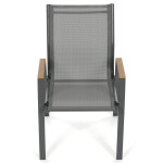 Zahradní židle, kov, síťovina, šedá, AZC-S1050 GREY
