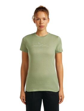 Dámské merino triko s krátkým rukávem ICEBREAKER Wmns 150 Tech Lite SS Tee Sparkling Stars, Lichen velikost: XS