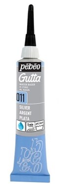 Kontura na textil a hedvábí Pébéo Gutta 20 ml - stříbrná 011