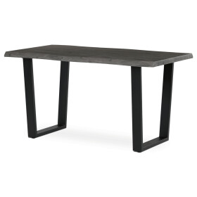 Stůl jídelní, 140x80x75 cm, MDF deska, dekor šedý dub, kovová nohy ve tvaru U, černý matný lak