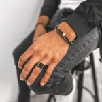 Korálkový náramek Raniero - 6 mm Onyx, chirurgická ocel, Černá 20 cm