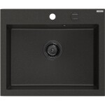 MEXEN/S - Elix granitový dřez 1-miska 600 x 500 mm, černá/zlatá metalik, sifon černá 6525601005-75-B