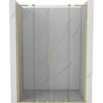 MEXEN/S - Velar L Duo posuvné sprchové dveře 140, transparent, zlatá kartáčovaná 871-140-003-02-55