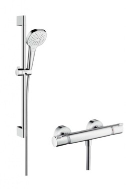 HANSGROHE - Croma Select E Sprchový set Vario s termostatem, 3 proudy, sprchová tyč 65 cm, bílá/chrom 27081400