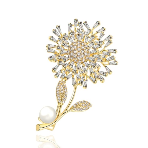 Exkluzivní brož Swarovski Elements Daisy - design sedmikrásky, Zlatá
