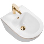 REA/S - Sada: WC mísa CARLO Mini + bidet CARLO Mini bílý se zlatým okrajem KPL-C1222